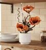 Orange Faux Leather Rustic Blossom Harmony Pot With Flower