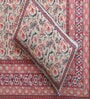 Orange Floral 144 TC Cotton King Bedsheet and 2 Pillow Cover