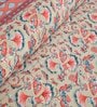 Orange Floral 144 TC Cotton King Bedsheet and 2 Pillow Cover