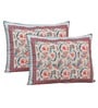 Orange Floral 144 TC Cotton King Bedsheet and 2 Pillow Cover