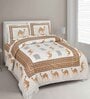 Orange Abstract 144 TC Cotton King Bedsheet and 2 Pillow Cover