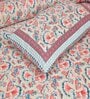 Orange Floral 144 TC Cotton King Bedsheet and 2 Pillow Cover