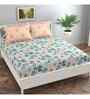 Orange Floral 144 TC Cotton Queen Sized Bedsheet Bedsheet 2 Pillow Prime Collection