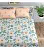 Orange Floral 144 TC Cotton Queen Sized Bedsheet Bedsheet 2 Pillow Prime Collection