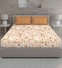 Orange Floral 144 TC Cotton Queen Sized Bed Sheets with 2 Pillow Covers