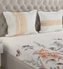 Orange Floral 180 TC Cotton King Sized Bed Sheets with 2 Pillow Covers