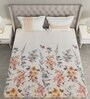 Orange Floral 180 TC Cotton King Sized Bed Sheets with 2 Pillow Covers