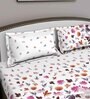 Orange Floral 180 TC Cotton Queen Sized Bed Sheets with 2 Pillow Covers