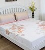 Orange Floral 180 TC Cotton Queen Sized Bed Sheets with 2 Pillow Covers