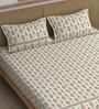 Orange Floral 210 TC Microfiber Double King Size Bedsheet With 2 Pillow Covers