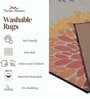 Orange Floral Polyester 5 ft x 7 ft Machine made Carpet