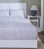 Orange Floral Print 144 TC Cotton Double Bed Fitted Sheet with 2 Pillow Case Sensory Bloom Collection