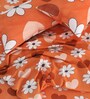 Orange Floral 144 TC Microfiber Double Sized Bedsheet With 2 Pillow Covers