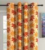 Orange Floral Polyester 5Ft Semisheer Eyelet Window Curtains (Set Of 2)