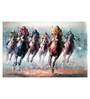 Horse Ride In Blue Canvas Framed Art Print (33 x 21 Inches)