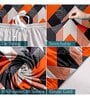 Orange Geometric Polyester 3 Seater Elastic Stretchable Sofa Cover