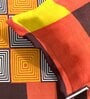 Orange Geometric 144 TC Microfiber Double Sized Bedsheet With 2 Pillow Covers