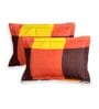 Orange Geometric 144 TC Microfiber Double Sized Bedsheet With 2 Pillow Covers