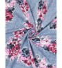 Blue Floral 200 TC Cotton Double Queen Sized Bedsheet With 2 Pillow Covers