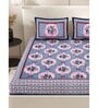 Multicolor Floral 200 TC Cotton Double Queen Sized Bedsheet With 2 Pillow Covers
