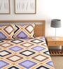 Orange Geometric 210 TC Microfiber Queen Sized Bed Sheets with 2 Pillow Covers