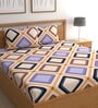 Orange Geometric 210 TC Microfiber Queen Sized Bed Sheets with 2 Pillow Covers
