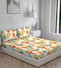 Orange Geometric 225 TC Cotton King Sized Bed Sheets with 2 Pillow Covers