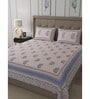 Blue Traditional 600 TC Cotton Double King Sized Bedsheet With 2 Pillow Covers