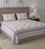Blue Traditional 600 TC Cotton Double King Sized Bedsheet With 2 Pillow Covers