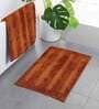 Orange Stripe Microfibre 24x16 Inches AntiSkid Bath Mat