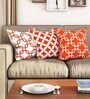 Orange Geometric Premium 16 x 16 Inches Cushion Cover (Set of 3)