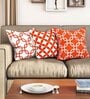 Orange Geometric Premium 16 x 16 Inches Cushion Cover (Set of 3)