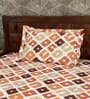 Multicolor Geometric 190 TC 100% Cotton Single Bed Sized Bed Sheets With 1 Pillow Cover
