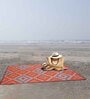 Orange Geometrical Polyproylene 4 ft x 6 ft Machine Made Picnic  Mats
