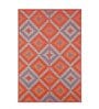 Orange Geometrical Polyproylene 4 ft x 6 ft Machine Made Picnic  Mats