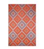 Orange Geometrical Polyproylene 6 ft x 9 ft Machine Made Picnic  Mats