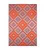 Orange Geometrical Polyproylene 6 ft x 9 ft Machine Made Picnic  Mats