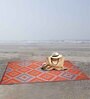 Orange Geometrical Polyproylene 6 ft x 9 ft Machine Made Picnic  Mats