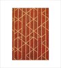 Orange Geometrical Wool 5 ft x 7 ft Hand Tufted Carpet