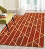 Orange Geometrical Wool 5 ft x 7 ft Hand Tufted Carpet