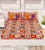 Blue Traditional 120 TC Cotton Queen Sized Bedsheet with 2 Pillow Cover