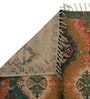 Orange Jute Cotton Screen Printed Hand Woven 6 x 4 Feet Dhurrie
