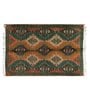 Orange Jute Cotton Screen Printed Hand Woven 6 x 4 Feet Dhurrie