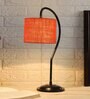 Orange Jute Curvy Table Lamp with Iron Base
