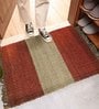 Orange Jute Reversible Hand Woven 4 x 2 Feet Dhurrie