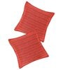 Orange Jute Stripes 18x18 inches  Large Cushion Covers  (2Pcs)