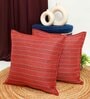Orange Jute Stripes 18x18 inches  Large Cushion Covers  (2Pcs)