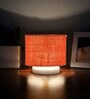 Orange Jute Table Lamp with White wood base -37