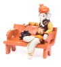 Orange Lord Sitting Ganesha Statue Idol Resting Ganpati Figurine