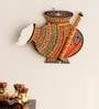 Orange Makhan Matki Shape Paper Mache Wooden Wall Hanging